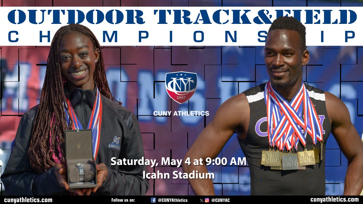 #𝐂𝐔𝐍𝐘𝐂𝐇𝐀𝐌𝐏𝐒 🏆 👟

Join us THIS SATURDAY at @IcahnStadiumNYC for the 2024 #CUNYAC Men's & Women's Outdoor Track Championships! Action begins at 9:00 AM!

⏰ 9:00 AM
🏟️ Icahn Stadium
📍 New York, NY 

#TheCityPlaysHere // @CUNY