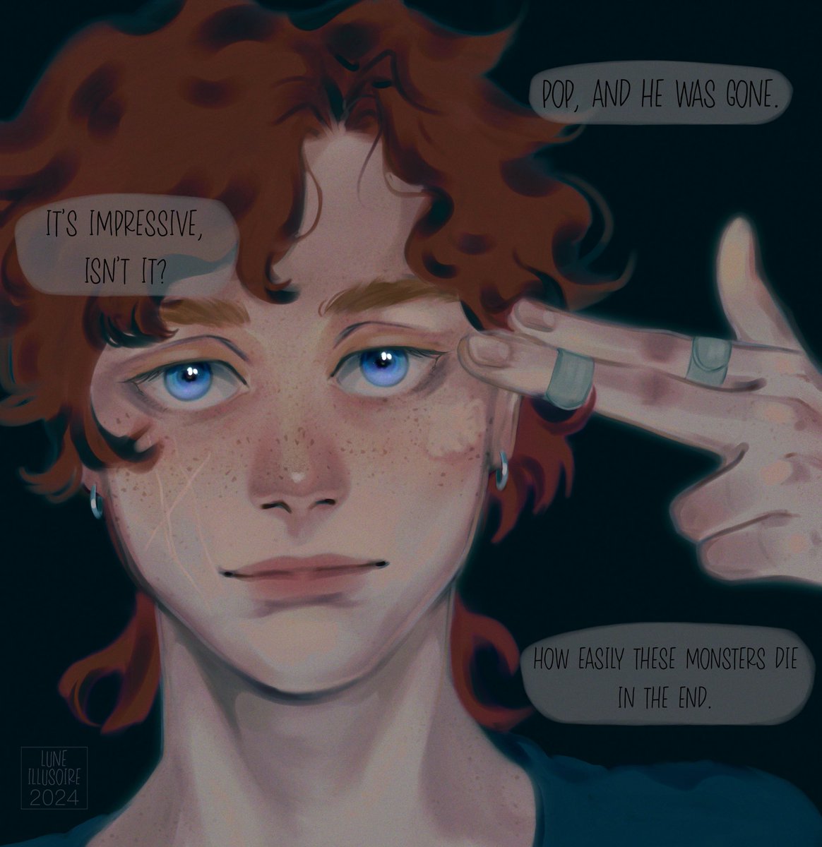 1/2
 “Pop, and he was gone. It’s impressive, isn’t it? How easily these monsters die in the end.” 

#tsc #aftg #neiljosten