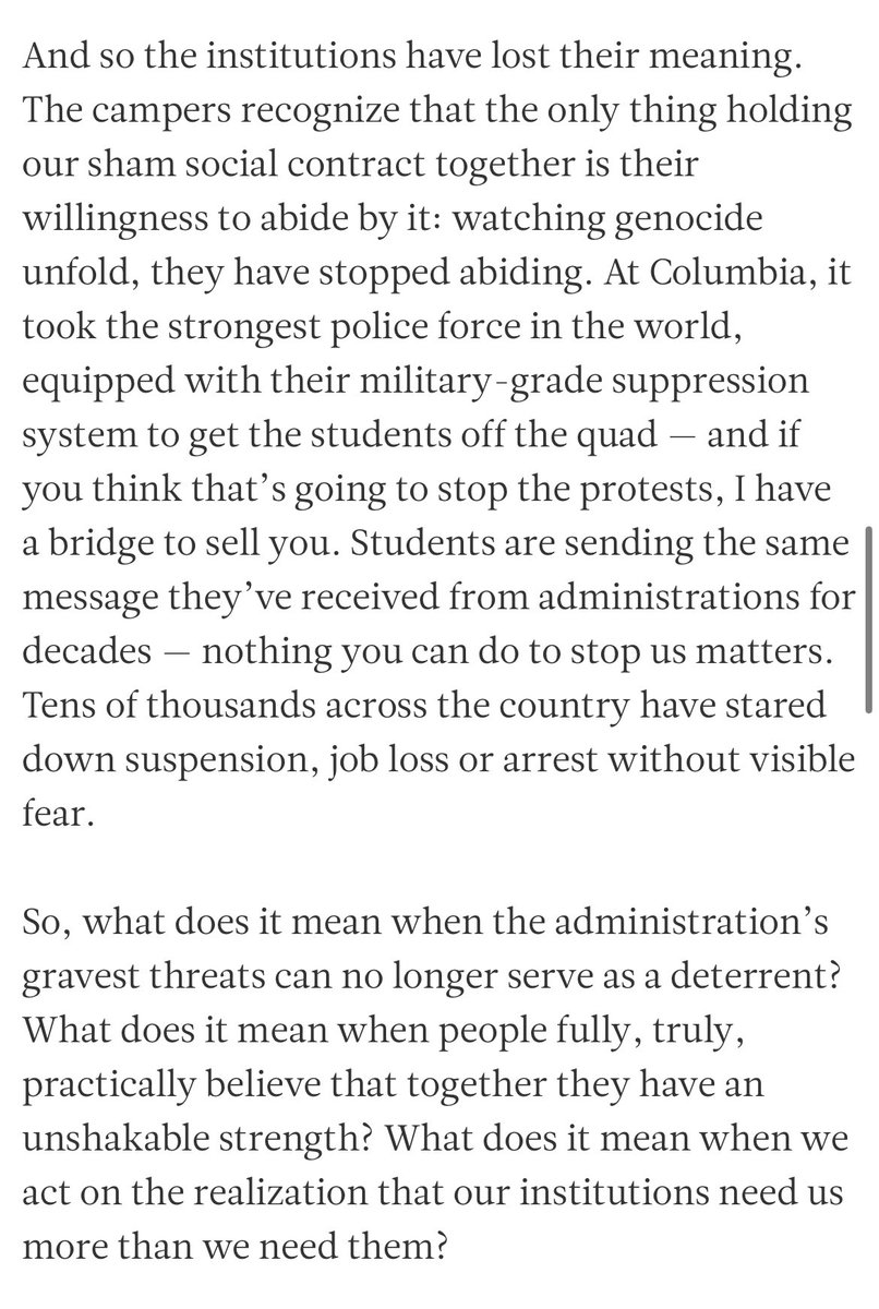 Really beautifully written statement from a student journalist who actually entered our Liberated Zone rather than observing from afar. His conclusion? “I suppose it means hope. I hope it means hope.”