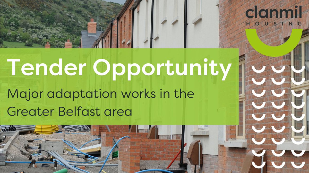 Clanmil Housing are currently inviting Tenders for the undertaking of two major adaptation works at two locations in the Greater Belfast area. Details are currently being advertised on e-SourcingNI. Find out more: e-sourcingni.bravosolution.co.uk/web/login.shtml @NIFHA