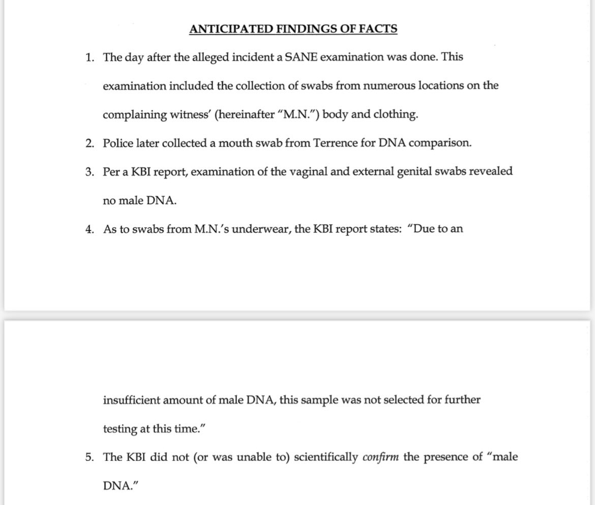 JUST IN: 

I just obtained this document where Terrence Shannon Jr.’s lawyers say there is no DNA evidence from him.