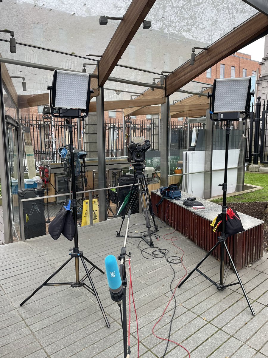 Setting up for a live on the Six1 @rtenews with @sandra_hurley and @MichealLehane while the Twin @Declanmccaughey is coming live from London with @mitchefi