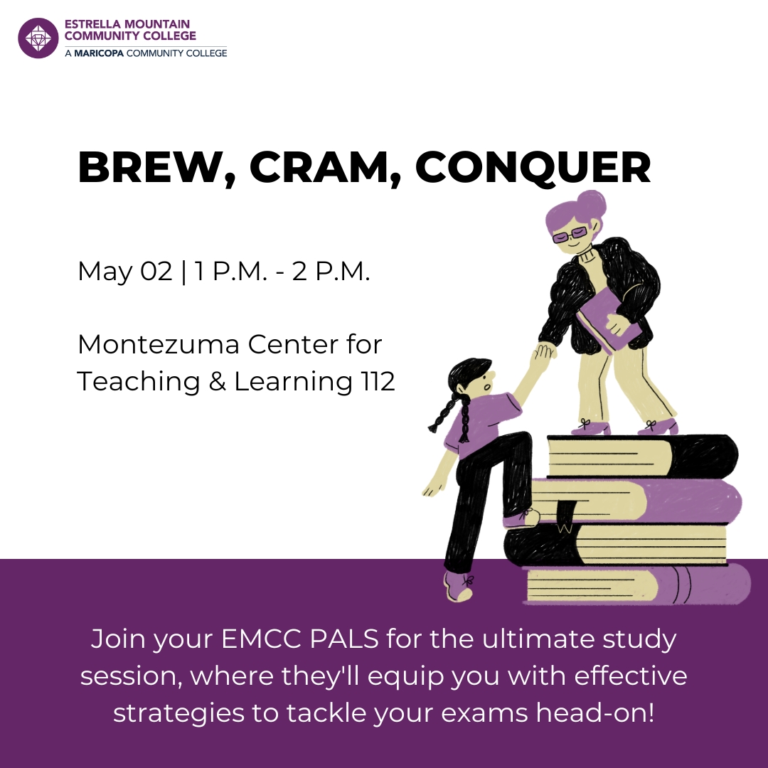 Join your PALS for an ultimate study session TODAY from 1 P.M. - 2 P.M. at the CTL. Get equipped with effective strategies to tackle your exams head-on, from organization tips to focused studying techniques and more! Don't miss out on this chance to boost your success.
