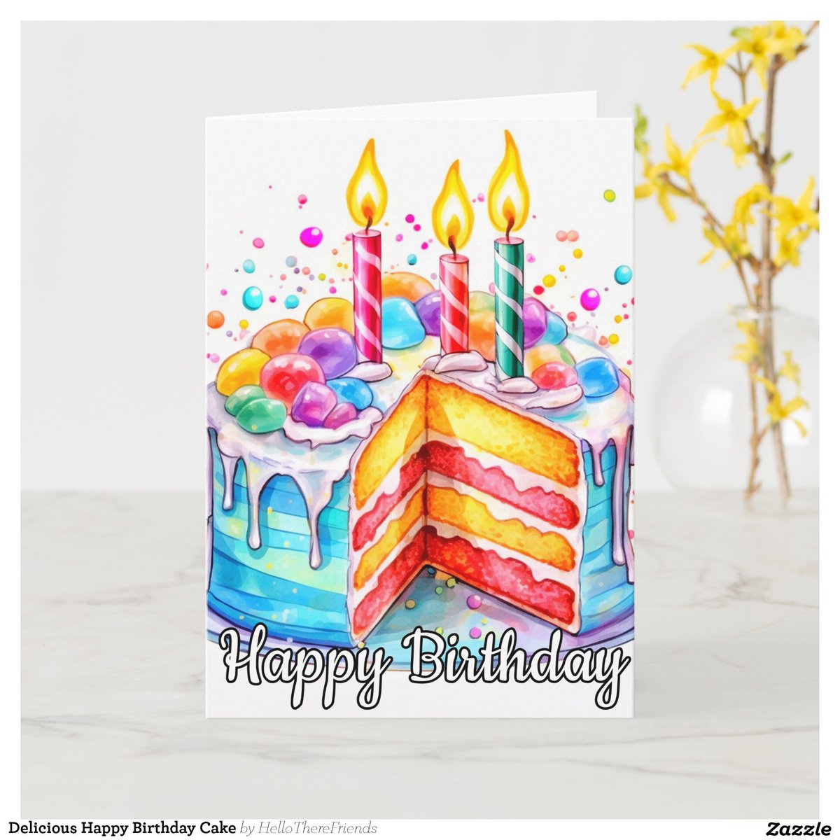 Delicious Happy Birthday Cake Card.
JUST ADD YOUR TEXT→zazzle.com/z/afk32fs6?rf=…

#GreetingCards #BirthdayCards #HappyBirthday #BirthdayParty #BirthdayCake #Friends #Family #Zazzle