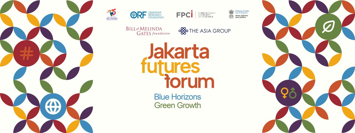 .@orfonline, in partnership with @fpcindo and @IndianEmbJkt, is hosting the inaugural edition of “Jakarta Futures Forum: Blue Horizons, Green Growth” Follow this thread to know the key takeaways from Day I of the Forum! #JFF #JakartaFuturesForum #75thindialndonesia