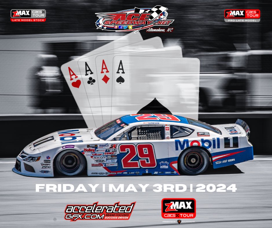 𝗟𝗘𝗧’𝗦 𝗦𝗘𝗘 𝗪𝗛𝗘𝗥𝗘 𝗧𝗛𝗘 𝗖𝗔𝗥𝗗𝗦 𝗙𝗔𝗟𝗟 👀 Late Model Stocks & Pro Late Models are back on track tomorrow night for the AcceleratedGFX.com 285 at Ace! ⏰ LMSC Qualifying | 4:45pm ⏰ PLM Qualifying | 5:15pm 👥 Grandstands Open | 6:00pm 🚥 Green Flag | 8:00pm