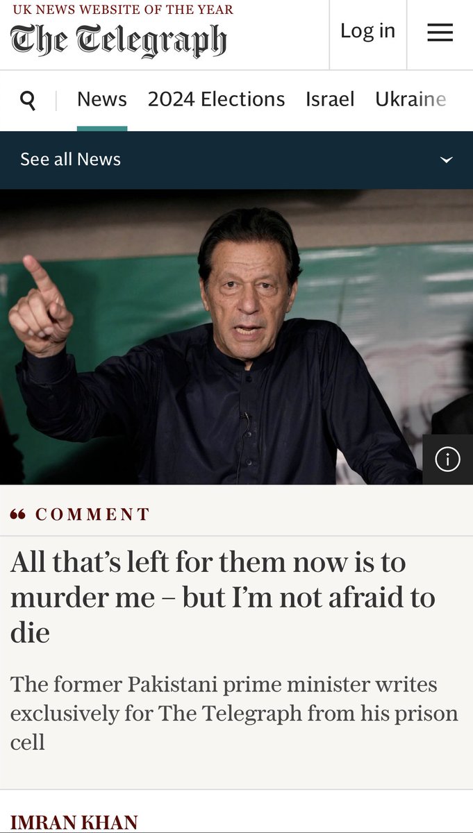 All thats left for them now is to murder me – but I’m not afraid to die..IK’s article in Telegraph !!