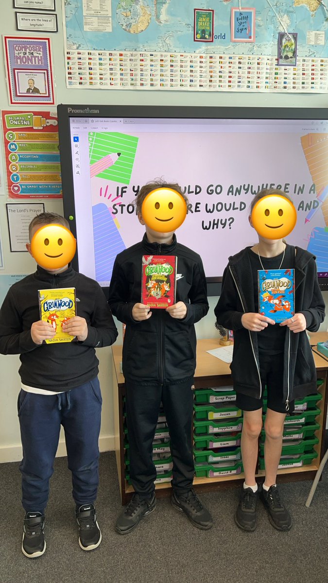 @booksfortopics @NadiaShireen three excited children looking forward to reading the Grimwood Adventures. #RotherhamLovesReading @jmatschools #ReadingforPleasure #BookTalk