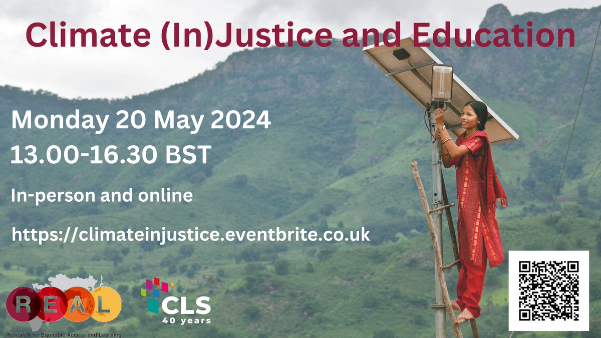 Climate (In)Justice and Education Join us 20 May @CamEdFac & online to discuss the global #ClimateCrisis & how it impacts education. Great speakers including @bhask286 @muna_d @PriyambadaSeal @kath_ford @yloxford @tommytanner @emilyshuckburgh climateinjustice.eventbrite.co.uk