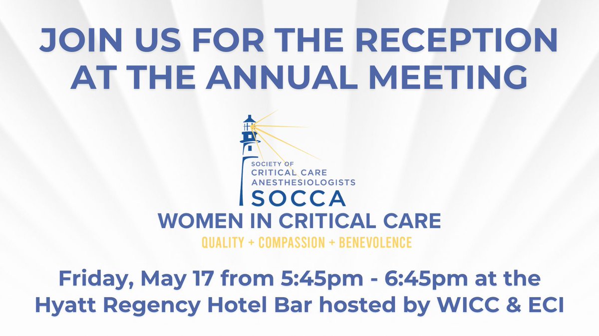 Connect with WICC & Early Career Intensivists at the 2024 Annual Meeting before the opening night’s welcome reception for incredible networking opportunities! Hyatt Regency Hotel Bar buff.ly/3TWcRW3
