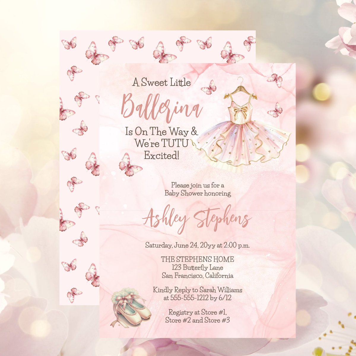 'A Sweet Little Ballerina Is On The Way and We Are Tutu Excited!' Tutu Baby Shower Invitation 
zazzle.com/little_balleri…

#littleballerina #ballerina #pink #girlbabyshower #tutu #butterflies #butterfly #watercolor #alcoholandink #babyshowerinvitations #tutuexcited  #zazzlemade