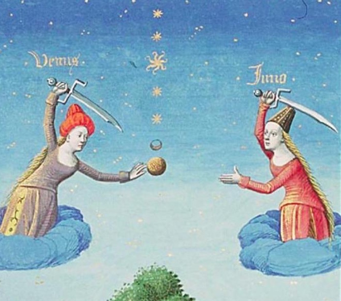 Juno y Venus luchando por nombrar a la estrella del alba en La Ciudad De Dios de San Agustín, The Hague, MMW, 10 A 11.