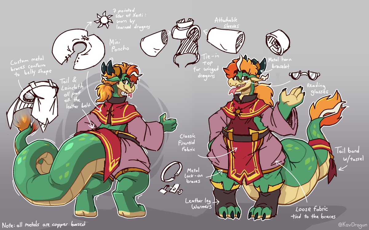 Hey I made a guide for Kav's traditional dragon outfit!
pretty robes to cover the big dragon