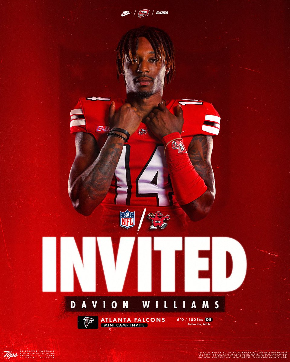 Congrats to Davion Williams on earning a rookie mini camp invite from the @AtlantaFalcons! @on_the_com_up_ | #ProTops