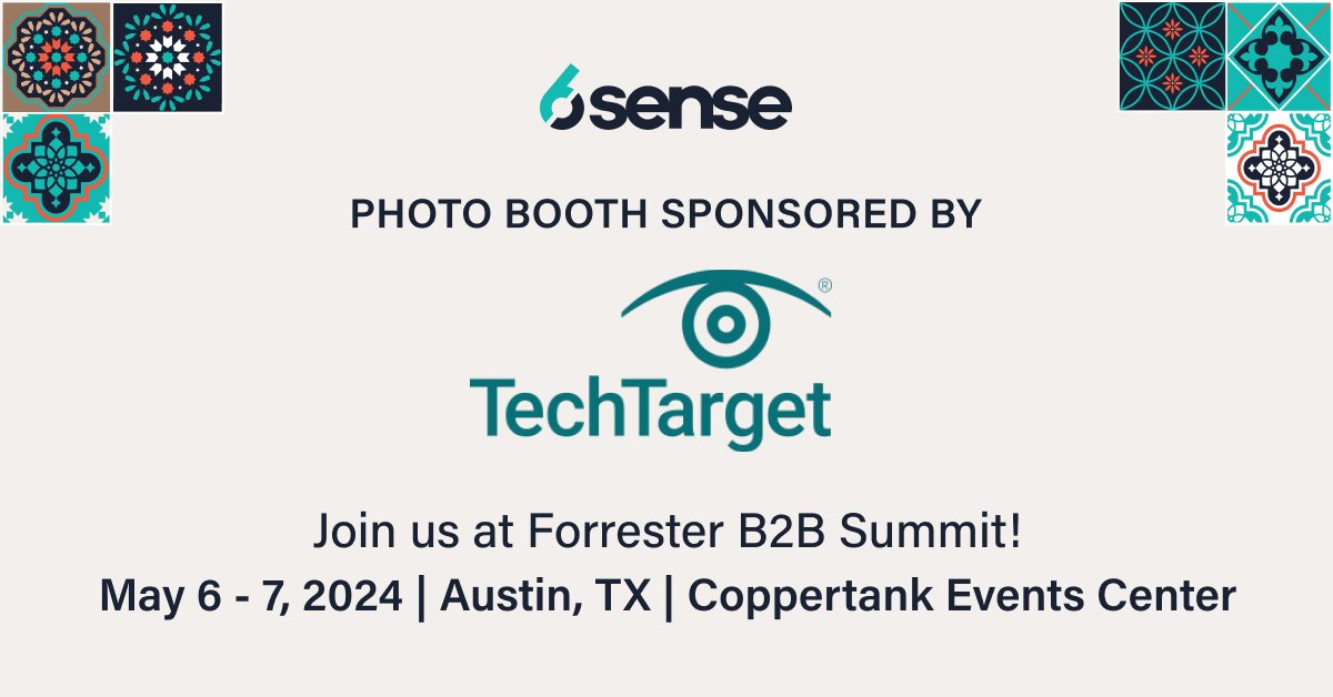 Meet us in Austin at @Forrester B2B Summit 🤠 Make sure to come visit us at @6senseInc Club6 to snap a pic at our TechTarget photo booth 📸 ✨ DM us to learn how to get in on the fun. We can't wait to see you there!