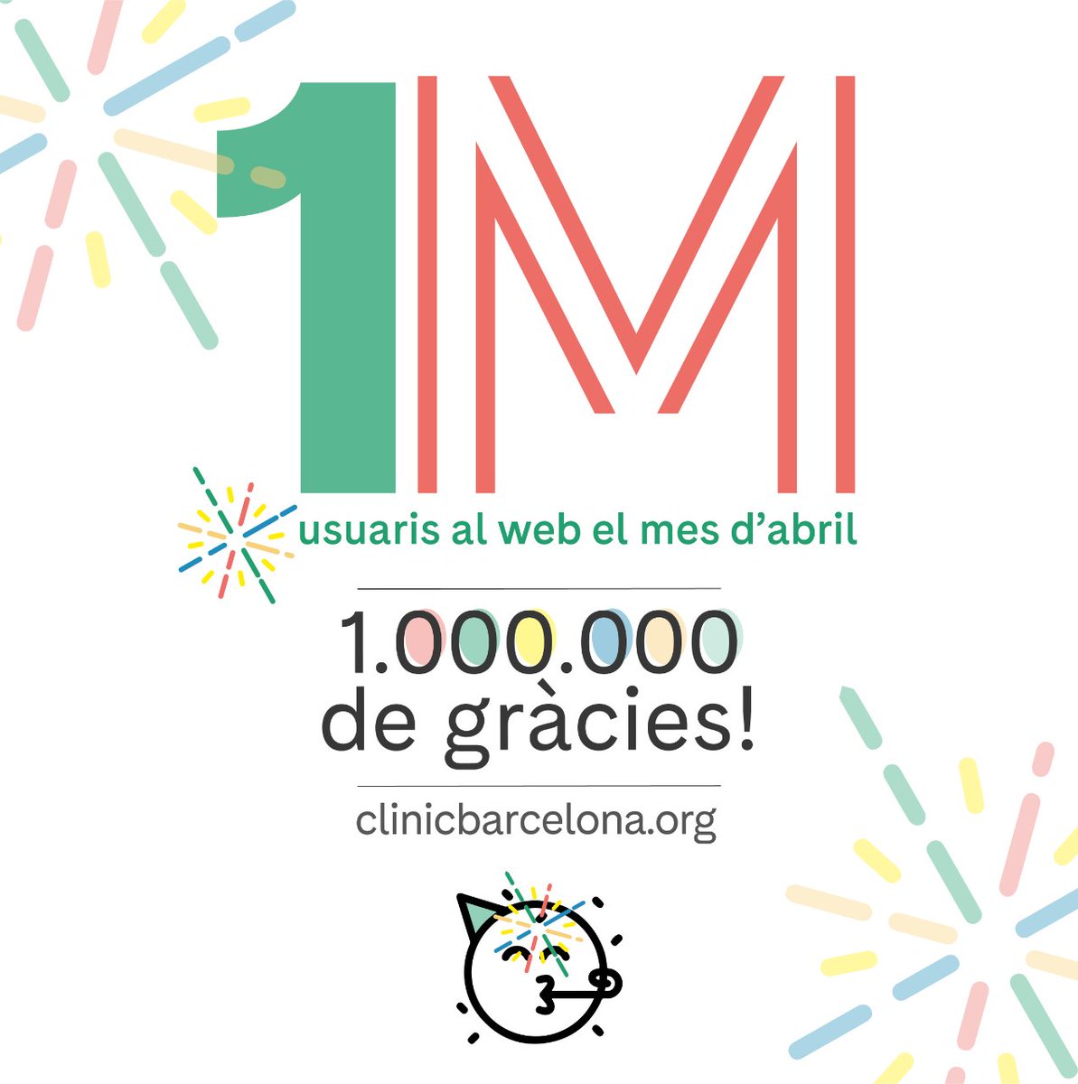 🥳 Celebrem una fita:  📈 El web del Campus Clínic arriba al milió d'usuaris el mes d'abril.  ❤️ Moltes gràcies a tothom! clinicbarcelona.org/ca @idibaps #PortalCLÍNIC