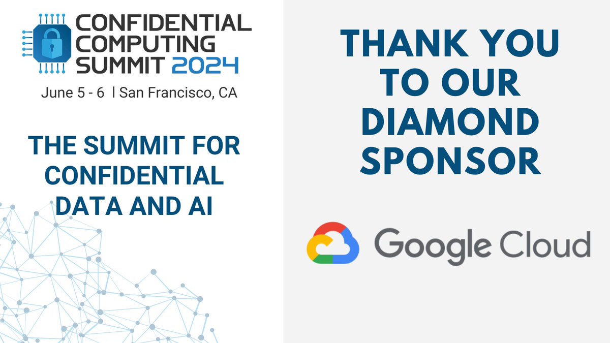 Thrilled to welcome @googlecloud as a Diamond Sponsor for #CCSummit. Can’t wait to see you there! Register now 👉hubs.la/Q02vMYzq0 #generativeAI #GenAI #trustworthyAI #frontierAI #confidentialcomputing #dataprivacy #LLM #AI #ML
