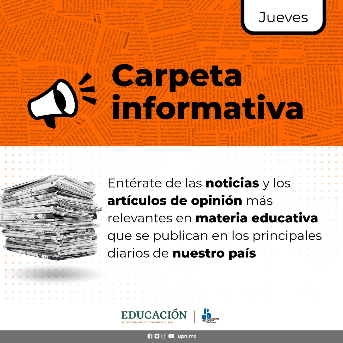 Ponte al día, ya puedes descargar la Carpeta Informativa de hoy con toda la información del sector educativo: bit.ly/3Qv4fUl