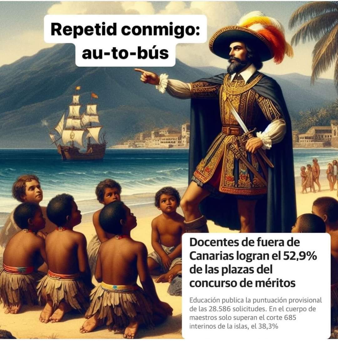 Le llaman 'educación' porque colonización daba mucho el cante. Lo de la aculturación en las islas no es casualidad, es un proceso  sistemático de siglos. Nos robaron la lengua, nos minan nuestra historia e identidad. Se llama colonialismo
#7EstrellasVerdes #CanariasLibre