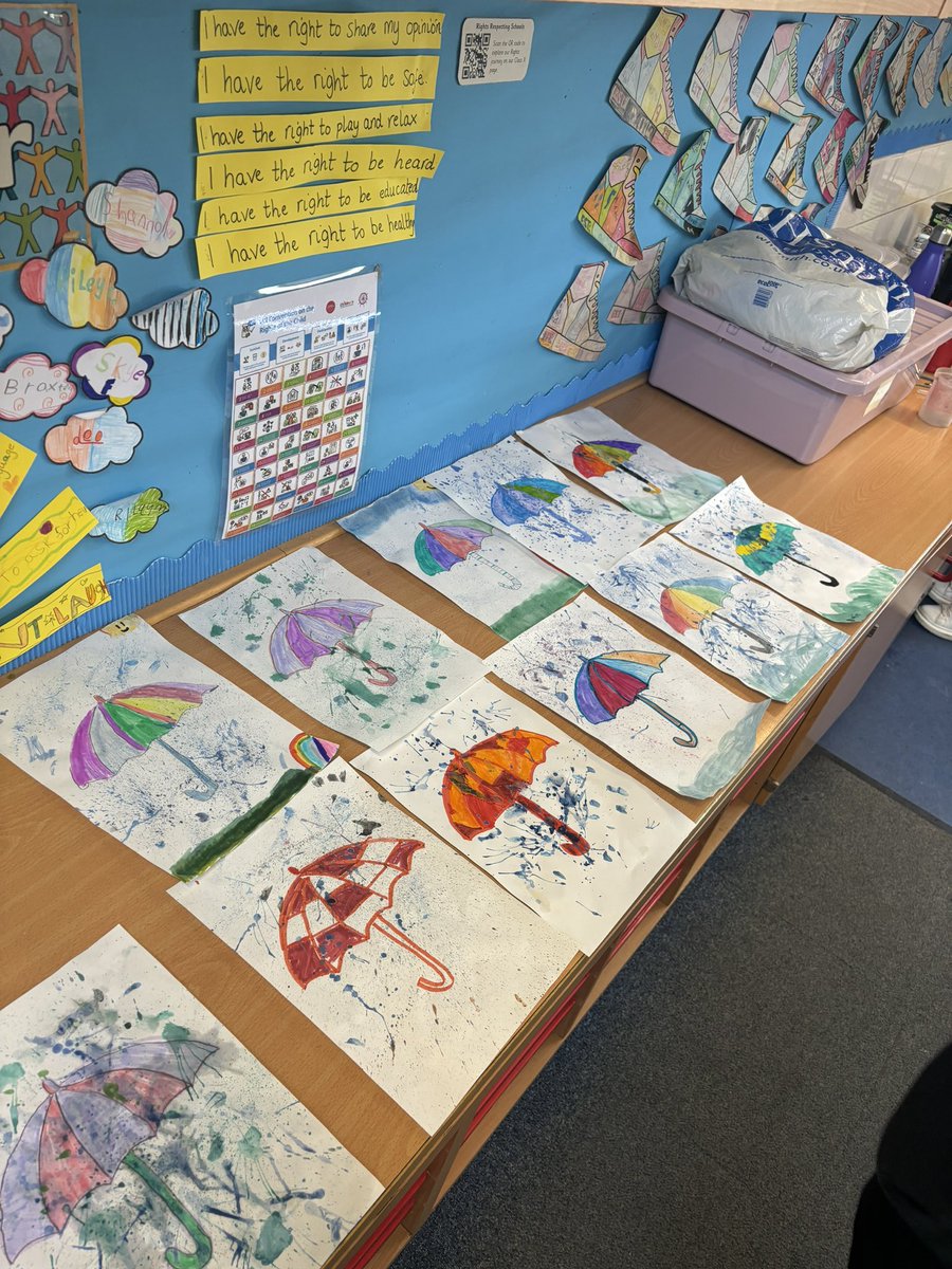 Miss_Isles_HPS's tweet photo. Our fabulous art work today. We created our own rainy day pictures using water colours and blowing out the colours with straws 💧🎨 https://t.co/S2MYXbzQTk
