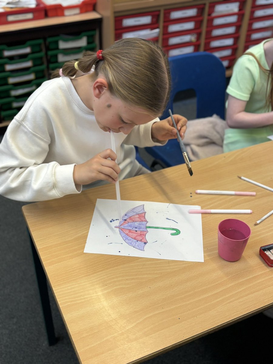 Miss_Isles_HPS's tweet photo. Our fabulous art work today. We created our own rainy day pictures using water colours and blowing out the colours with straws 💧🎨 https://t.co/S2MYXbzQTk