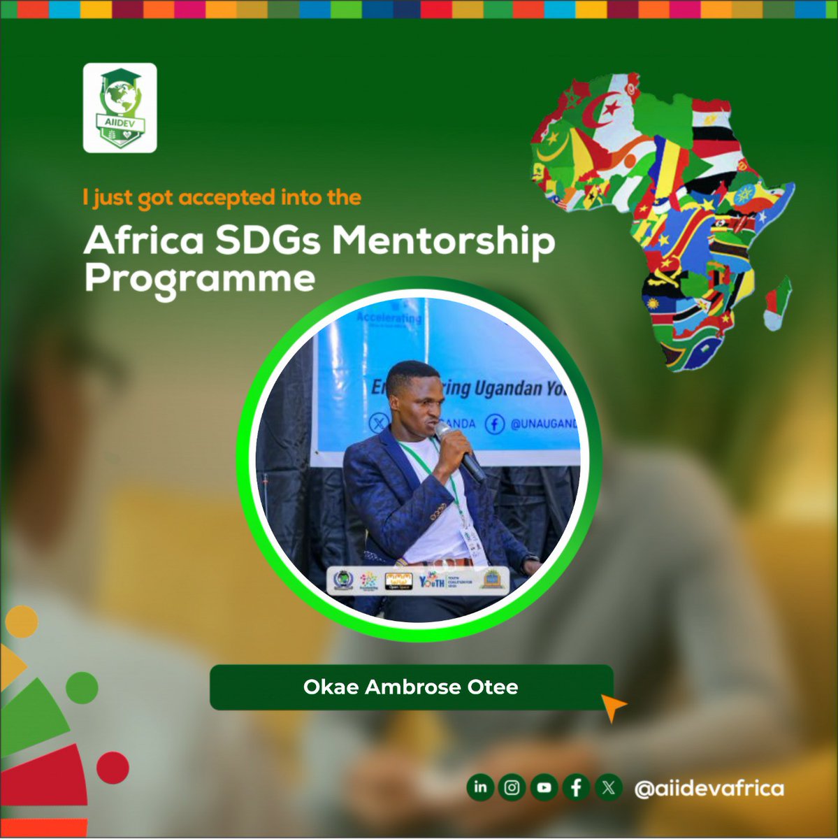 I am so thrilled to be selected for the Africa SDGs Mentorship Programme! Grateful for this incredible opportunity to contribute towards sustainable development in Africa. Let's work together to make a positive impact! #AIIDEVAfrica #SDGs