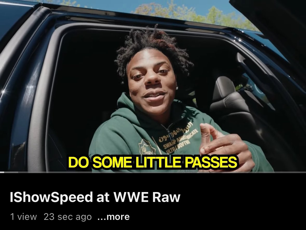 🚨| BREAKING: Speed just dropped his video “IShowSpeed at WWE Raw”