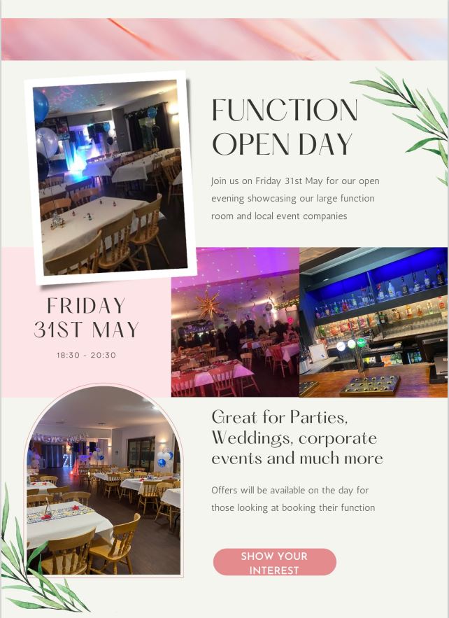 ANNOUNCING OUR FUNCTION OPEN DAY - 31ST MAY!!

jnlswadlincote.co.uk/food-and-drink…
#swadlincotesnowsportscentre #functionsinswadlincote #eventsinswadlincote #functionroom hire