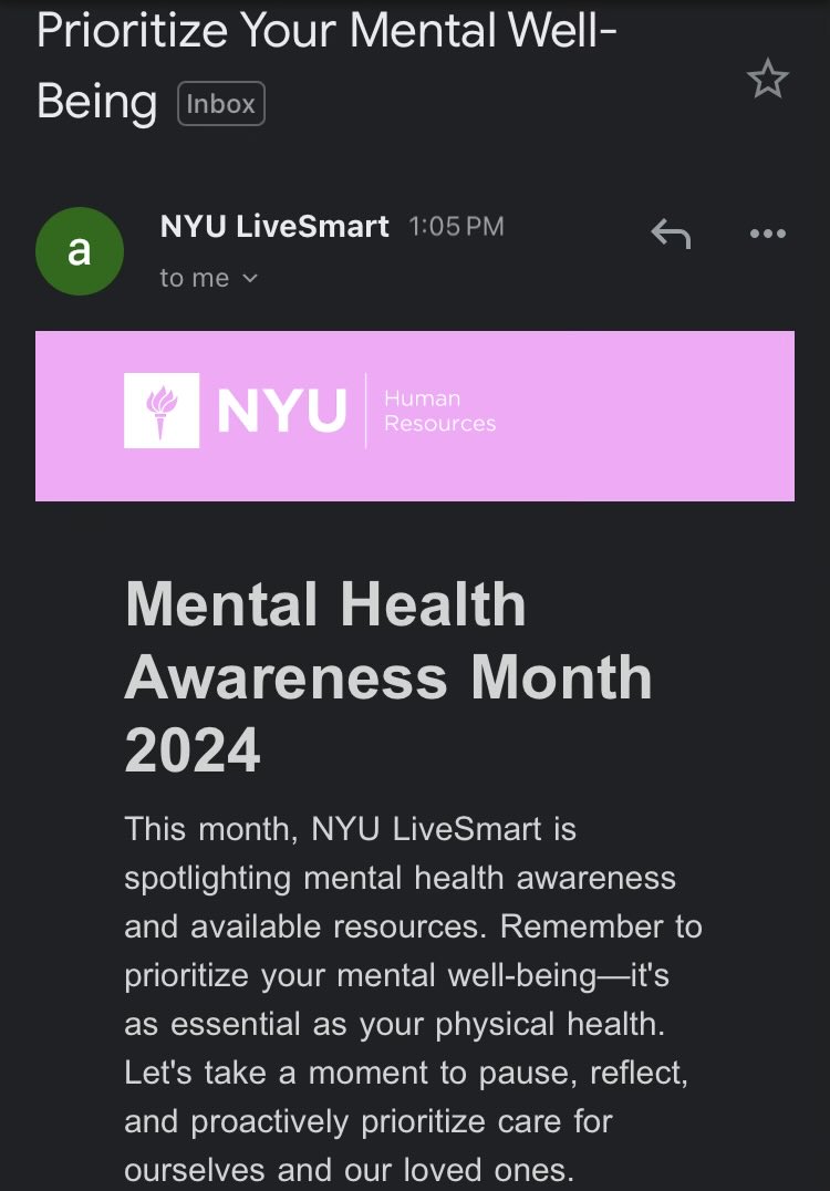 Oh really? Let me tell you, dear employer, what is deleterious to my mental health: the arrest of my students and colleagues, the threats to retaliate against them, and the constant stream of lies about them.