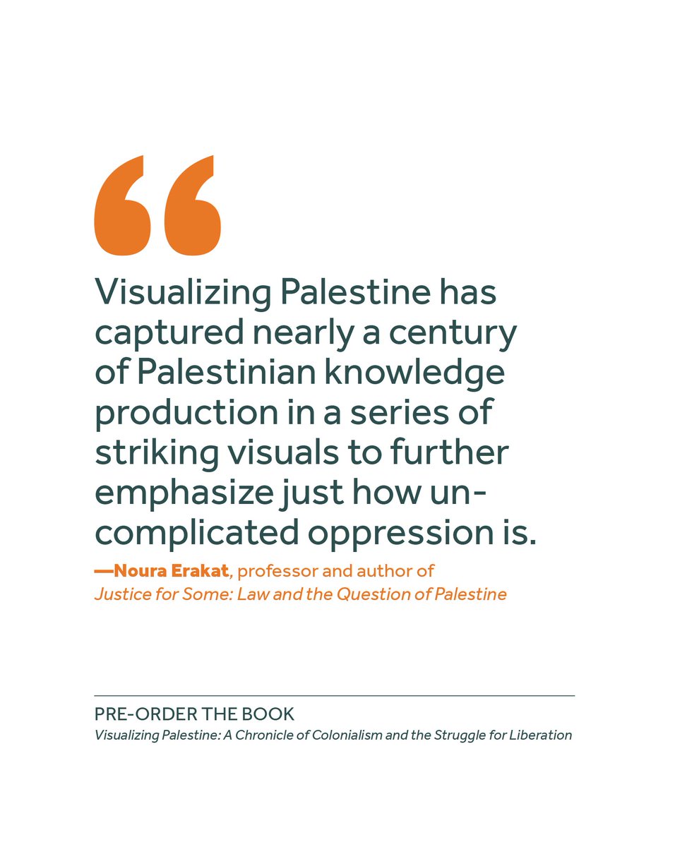 Our forthcoming book, Visualizing Palestine: A Chronicle of Colonialism and the Struggle for Liberation, is a tool for organizers to uplift Palestinian narratives. With gratitude to our publisher @haymarketbooks and reviewers @lsarsour @4noura Pre-order: visualizingpalestine.org/book/