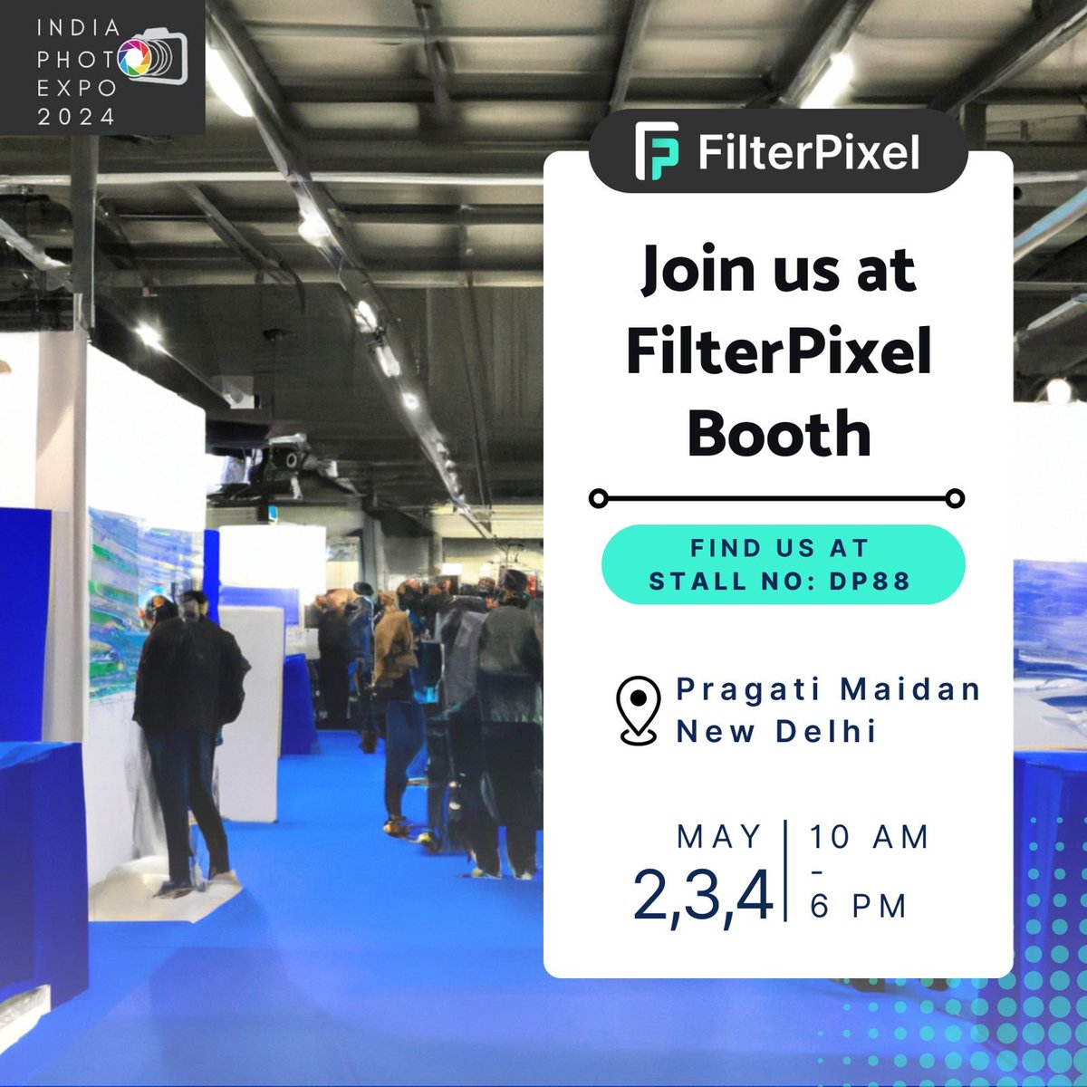 📸 Excited for India Expo Photo 2024! Swing by our booth (Stall no - DP88) for a live demo of FilterPixel! 🤩Win prizes worth up to 40,000/- 

#indiaphotoexpo #photographyexhibition #indianphotographers #photographers #aiediting #aiculling #filterpixel