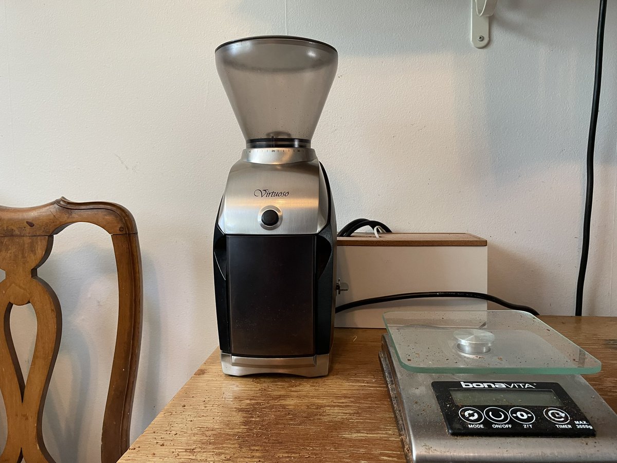 I just got back my old friend from <a href="/Baratza/">Baratza</a> after some long overdue repairs and new burrs. 

It’s like grinding for the very first time.