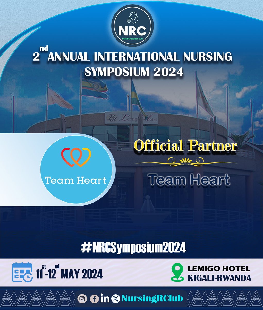 🚨#NewPartnership 🤝🚨 We’re pleased to announce our partnership with @TeamHeartRwanda in #2ndAnnualInternationalNursingSymposium2024.We aim to promote #EBP through enhanced health research and innovation. #NRCSymposium2024 #InternationalNursesDay2024 @BonnieGreenwood