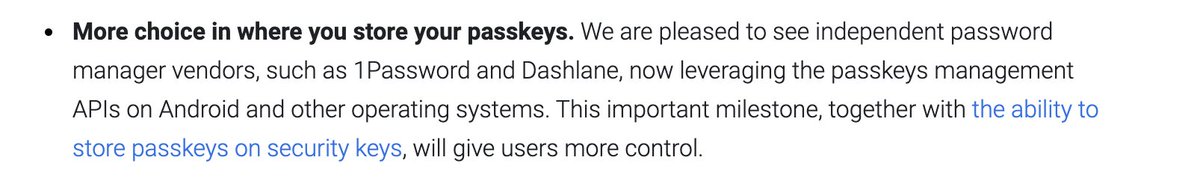 This is great -- one of the main drawbacks on Android's implementation was that you were forced to use Google's password manager (which is v good, just not something everyone wants). Really great to have native support for 1password & others.