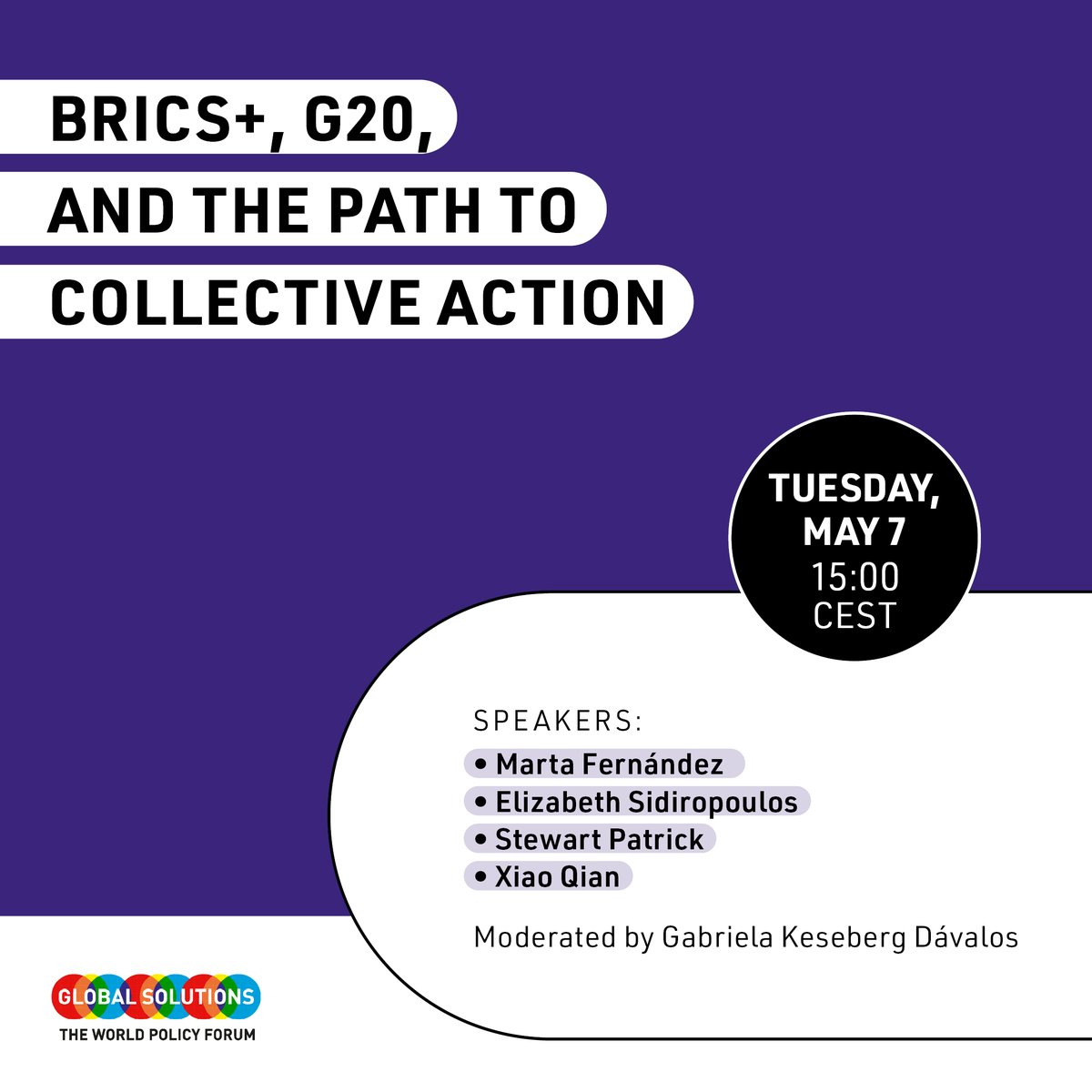 SESSION PREVIEW at #GSS2024: “BRICS+, G20, and the Path to Collective Action” May 7 at 15:00 CEST Explore the importance of establishing common goals and structures in facing global governance challenges. Watch the livestream here: global-solutions-initiative.org