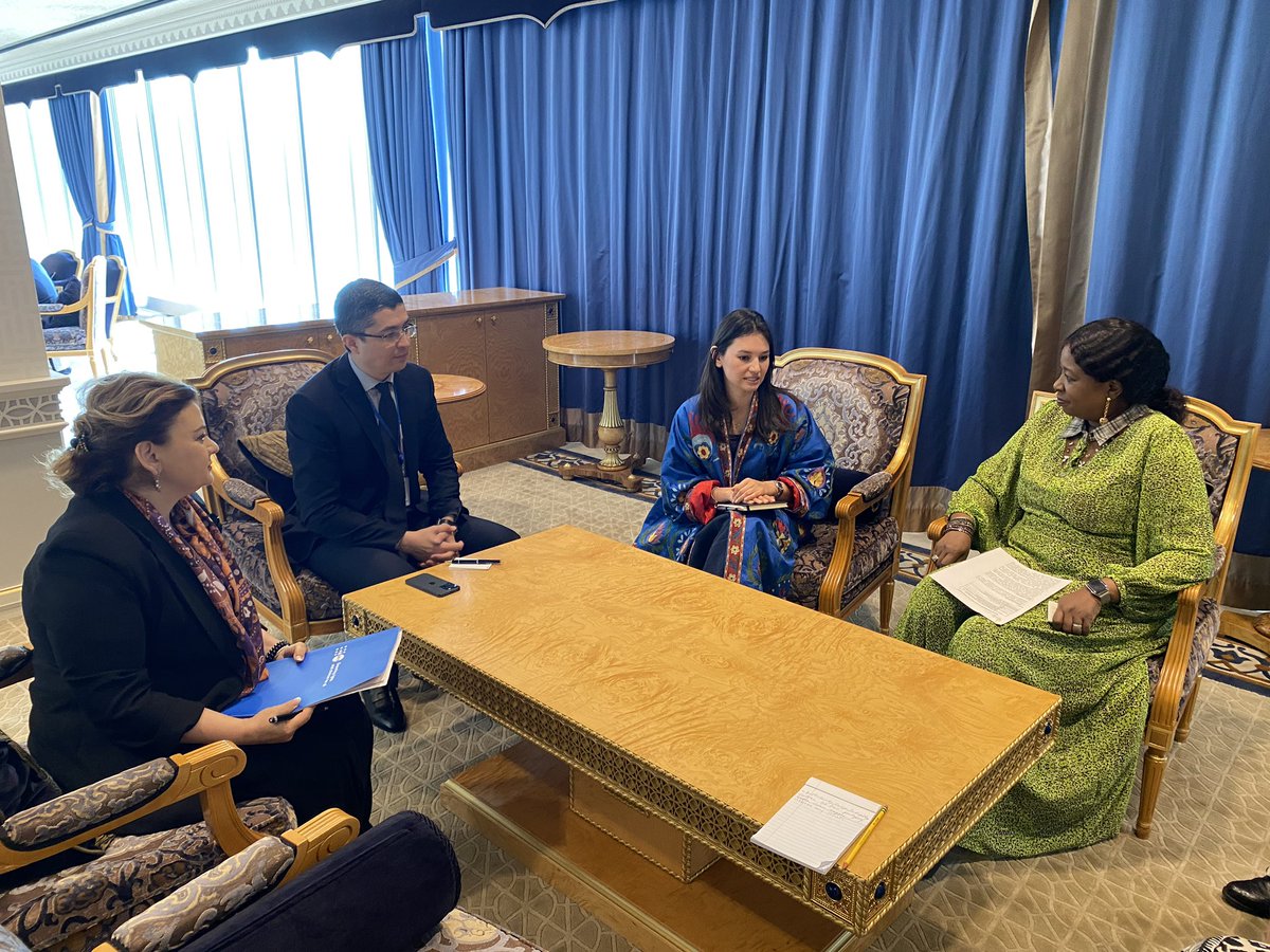 Head of 🇺🇿’s Dlgtion @DavletovaNozima and #UNFPA Deputy ED @dienekeita held a productive meeting during #CPD57. Concrete areas of coop/to support 🇺🇿’s dvlp strategy by investing in human capital and building demographic resilience were discussed.
@uzbekistanun @UNFPAUzbekistan