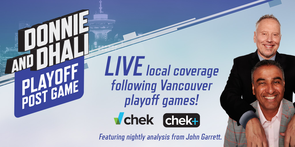 Join us for @DonnieandDhali Playoff Post Game tomorrow night streaming immediately after the game! We will be live on our YouTube channel, CHEK+ app, and also audio streaming on various platforms. The show will air at 8pm on @CHEK_News YT: youtube.com/live/C8n2UZ9Gb…