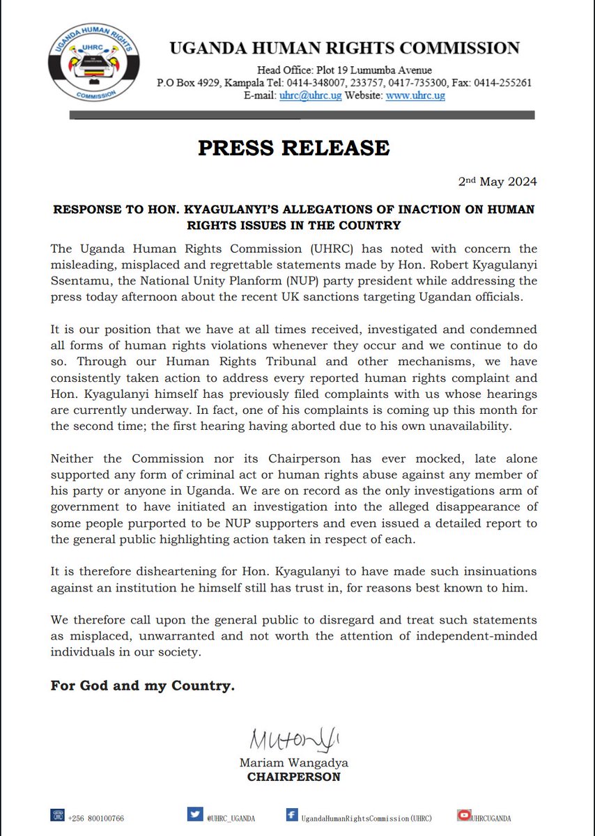 📢OUR RESPONSE 📌 We have at all times condemned and taken action against all forms of human rights violations whenever they occur. FULL STATEMENT 👇 @ChairpersonUhrc @ckaheru @SimeoNsubuga @lo_apitta @rwabukurukuru @RSsekindi @BKamadi @IdaNakiganda @amayoroseline2 @RoseMKemi