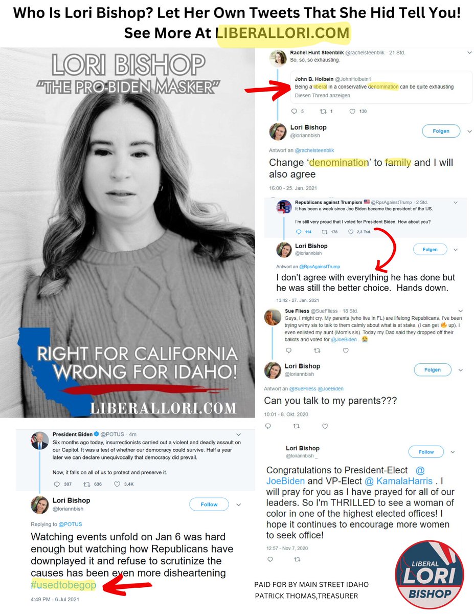 stopidahorinos's tweet photo. Lefty Lori Bishop, candidate for Senate, D10. Why can't she just be honest and run as the Democrat she truly is?
#usedtobeGOP <- her hashtag https://t.co/abMUCTDSNj