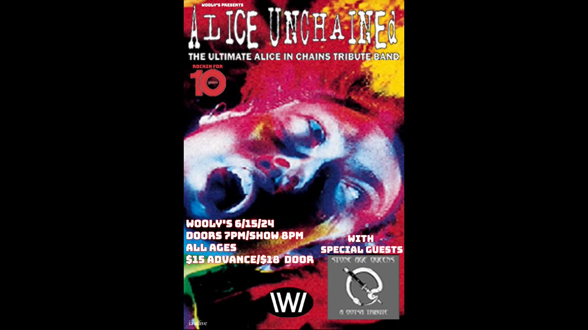 Just Announced! Alice Unchained: The Ultimate Alice In Chains Tribute Band will be here on Saturday, June 15th with Stone Age Queens: Queens of the Stone Age Tribute! 🔥 Tickets on sale now // axs.com/events/558136/