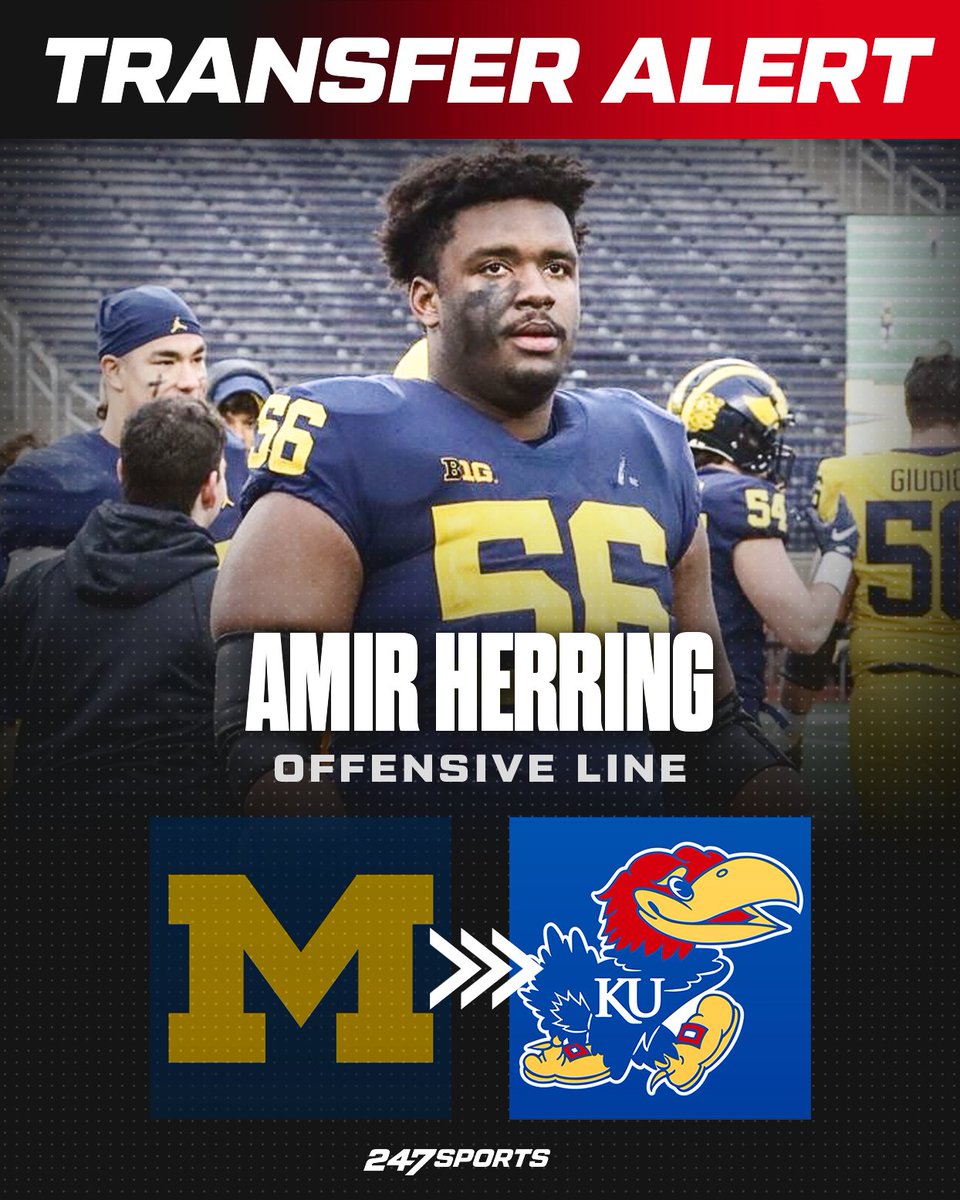 BREAKING: Michigan transfer Amir Herring has committed to Kansas. A huge addition for #KUfball. 

More: 247sports.com/college/kansas…
