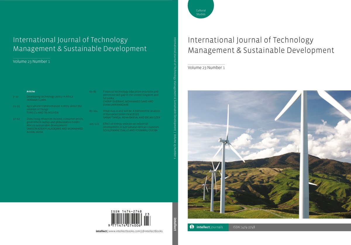 International Journal of Technology Management & Sustainable Development 23.1 is out now! Including ‘Developing technology policy in Africa’ by Norman Clark and ‘Agricultural transformation: A story about the Internet of Things’ by Tung Cu and Tri Nguyen intellectdiscover.com/content/journa…