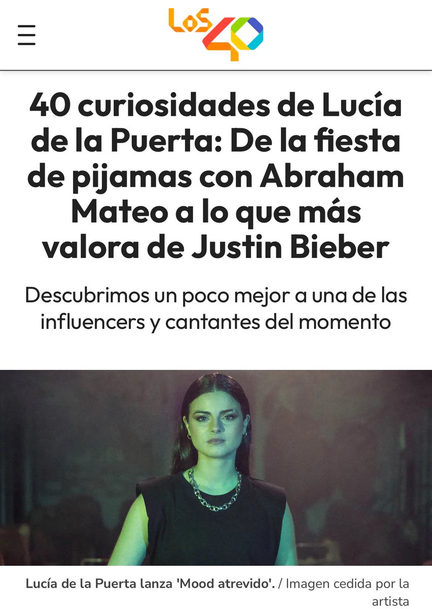 40 curiosidades de @luciadelapuerta con @Los40, vayan a leerla esta muy 🔝 
los40.com/2024/05/02/40-…