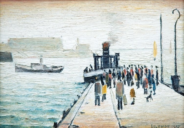 L.S. Lowry The ferry at Knott End. It's nice to think I was stood on that exact spot earlier today. But six decades too late to bump into Mr Lowry.