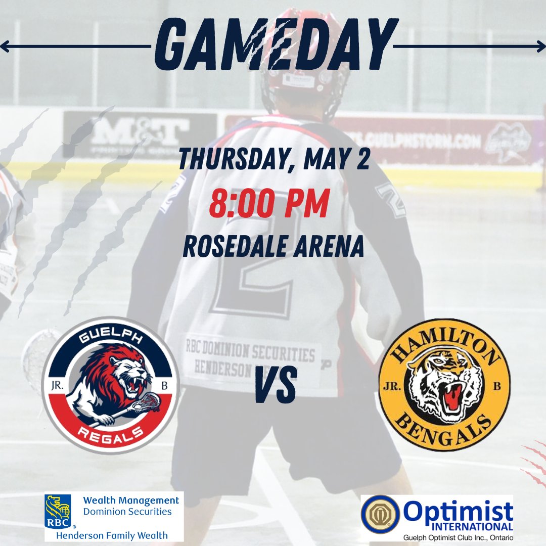 It's Gaaaaameday! 🔴⚪🔵

The #Regals hit the road for the first time this season as we head down #Hwy6 for a date with @hamlaxjunior!

Tonight's game is at Rosedale Arena - let's go! 🦁