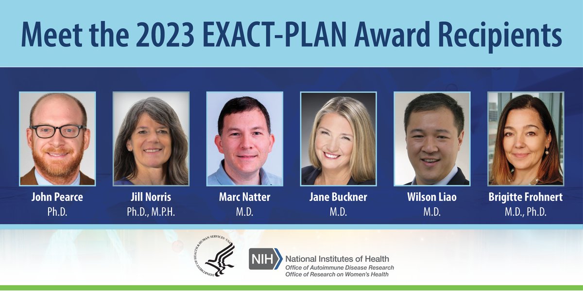 Please join ORWH, @NIEHS & @NIH_NIAMS in congratulating the 6 recipients of the EXposome in Autoimmune Disease Collaborating Teams PLANning (EXACT-PLAN) awards. The award supports the development of a science research network focused on #WomensHealth & #AutoimmuneDiseaseResearch
