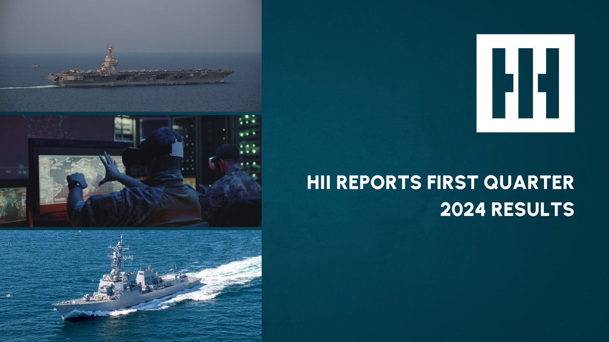 HII is pleased to report first quarter 2024 revenues of $2.8 billion, up 4.9% from the first quarter of 2023, driven primarily by growth our #MissionTechnologies division. Read more in HII's newsroom: hii.com/news/hii-repor…