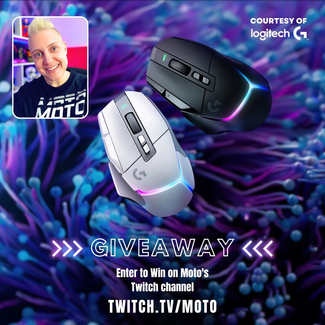 I am giving away a G502  X PLUS Gaming Mouse courtesy of @LogitechG! 

✅ Stop by my stream to enter. 
✅ Type !giveaway in chat for info.
✅ Winner’s choice: Black or White

👉 Twitch: Moto

Winner chosen by random draw: 5/24/2024.  #LogitechGPartner