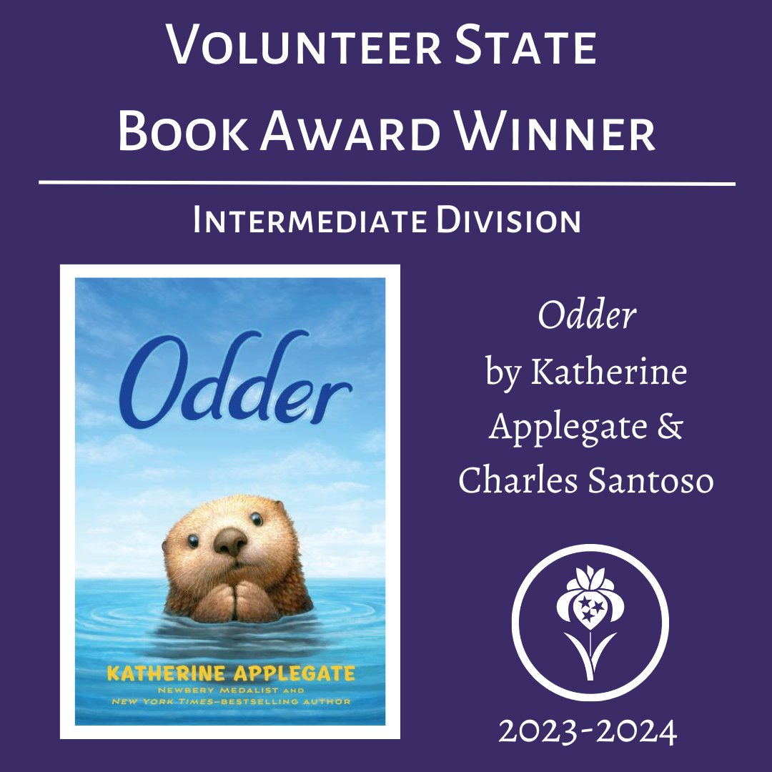 The 2023-2024 winner of the Volunteer State Book Award in the Intermediate Division is Odder by @kaaauthor and @minitreehouse! 🎉 @TASLTN @TNLA