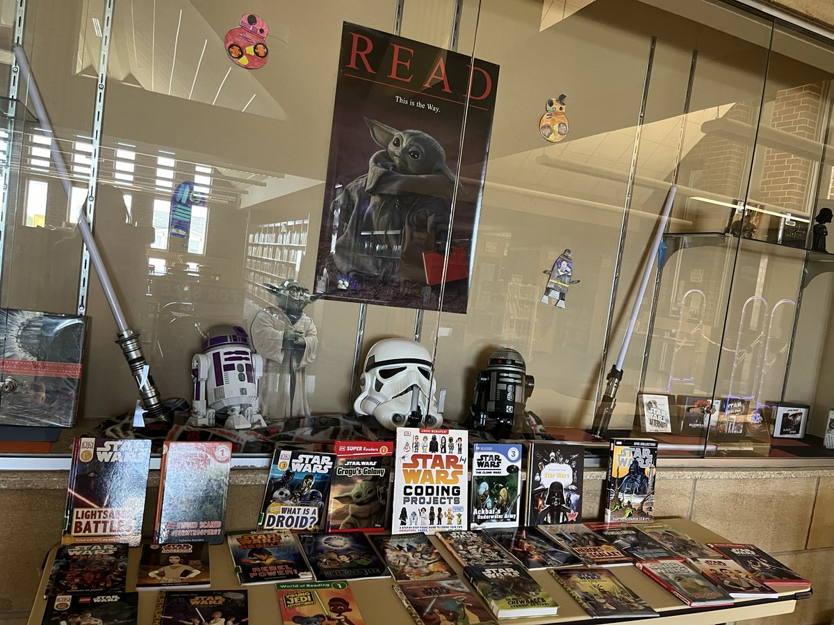 #MayThe4thBeWithYou! These ARE the books you're looking for - at Lake Station-New Chicago's Star Wars display!